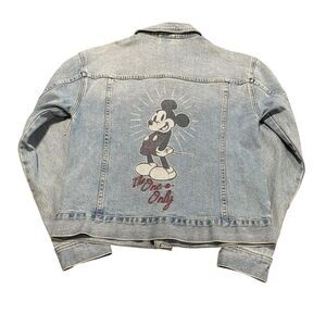 Women’s Disney Parks Denim Blue Jean Jacket Coat Mickey Mouse Small S Pre-Owned